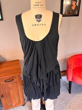 Deletta Black Sleeveless Ruffled Tier Dress/Tunic